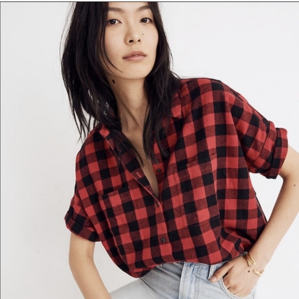 madewell flannel courier shirt in Buffalo check